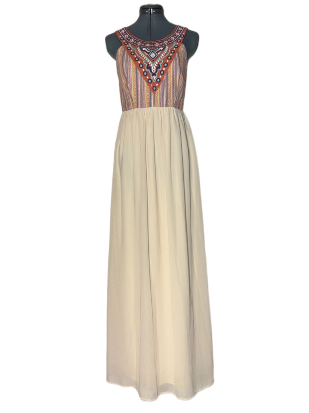 Flying tomato Boho Maxi Dress colorful Embroidery Woman's Size Large Orange